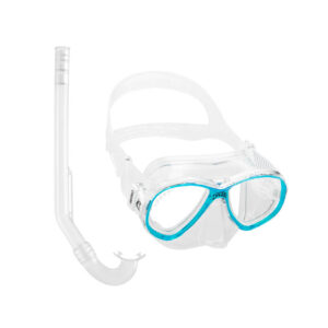Cressi-Set-Perla-Junior-Silicone-Mask+Minigringo-Snorkel-Clear/Frame-Aquamarine