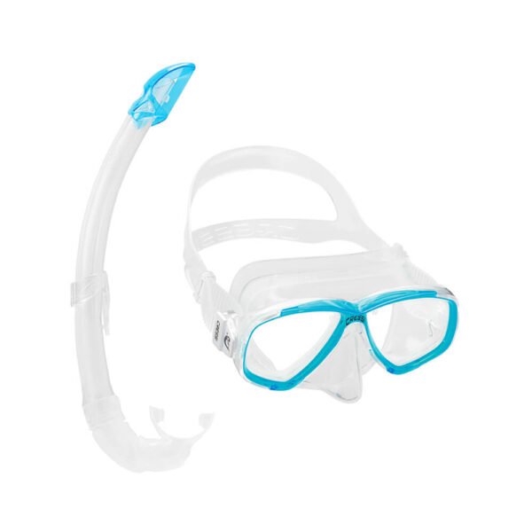 Cressi-Set-Perla-Silicone-Mask+Mexico-Snorkel-Clear/Frame-Aquamarine