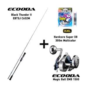 Σετ Ψαρέματος Combo Slow Jigging Ecooda Black Thunder II EBTSJ C632M + Ecooda Magic Ball EMB 1500 + Duel Hardcore Super X8 300m Multicolor