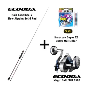 Σετ Ψαρέματος Combo Slow Jigging Ecooda Haiz SSEH62C-2 Slow Jigging Solid Rod + Ecooda Magic Ball EMB 1500 + Duel Hardcore Super X8 300m Multicolor