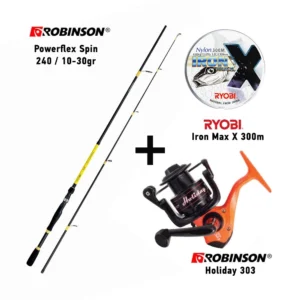 Σετ Ψαρέματος Combo Spinning Robinson Powerflex Spin 240 / 10-30gr + Robinson Holiday 303 + Ryobi Iron Max X 300m 0.26mm