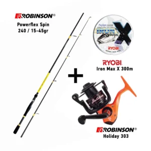 Σετ Ψαρέματος Combo Spinning Robinson Powerflex Spin 240 / 15-45gr + Robinson Holiday 303 + Ryobi Iron Max X 300m 0.26mm