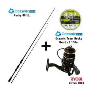 Σετ Ψαρέματος Combo LRF Oceanic Team Rocky 80UL + Ryobi Virtus 1000 + Oceanic Team Rocky Braid x8 150m