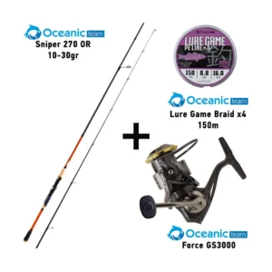 Σετ Ψαρέματος Combo Spinning Oceanic Team Sniper 270 OR / 10-30gr + Oceanic Team Force GS3000 + Oceanic Team Lure Game Braid x4 150m