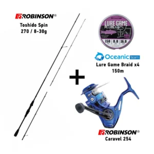 Σετ Ψαρέματος Combo Spinning Robinson Toshido Spin 270 / 8-30gr + Robinson Caravel 254 + Oceanic Team Lure Game Braid x4 150m