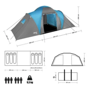 Σκηνή Nils Camp Highland NC6031 6 Ατόμων Γκρι/Μπλε