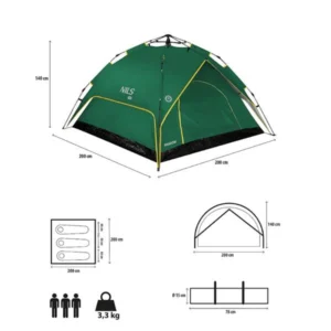 Σκηνή Nils Camp Tent Shadow NC7819 3 Ατόμων Πράσινη