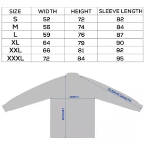Αντηλιακή Μπλούζα Golden Catch Hoodie Vortex Air Sun - size chart
