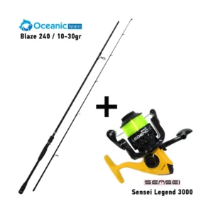 combo spinning oceanic team blaze spin 80m ( 2.40m / 10 30gr ) + sensei legend 3000