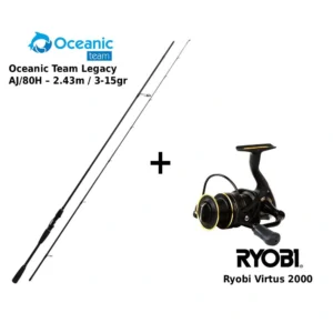 combo lrf oceanic team legacy aj/80h – 2.43m / 3 15gr + ryobi virtus 2000