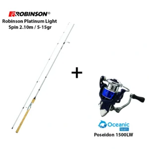 combo lrf robinson platinum light spin rod 2.10m / 5 15gr + oceanic team poseidon 1500lw